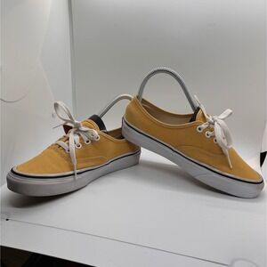 Vans Authentic Canvas Low Top Sneakers Yellow White‎ Stripe Casual Shoes M4.5 W6